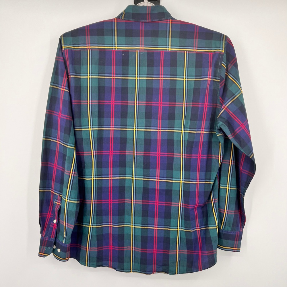 Barbour Tailored Fit Tartan‎ Plaid Button Down Shirt Green Navy Red Mens XL - Picture 2 of 8